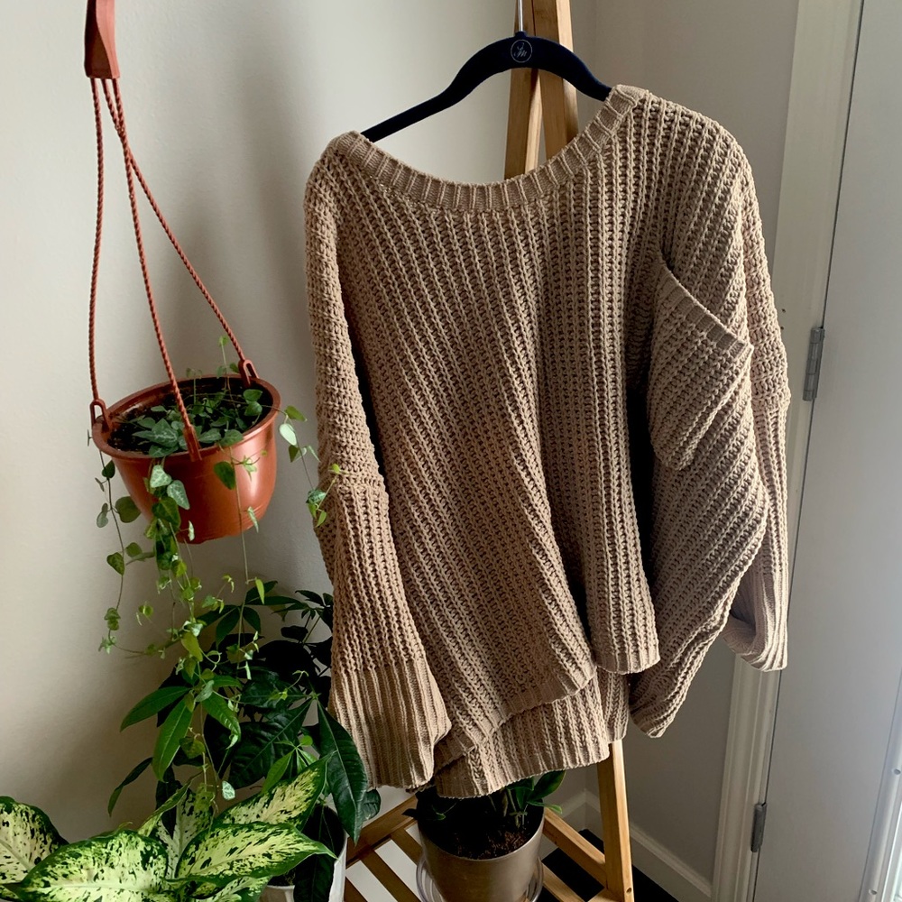 Soft tan pocket sweater